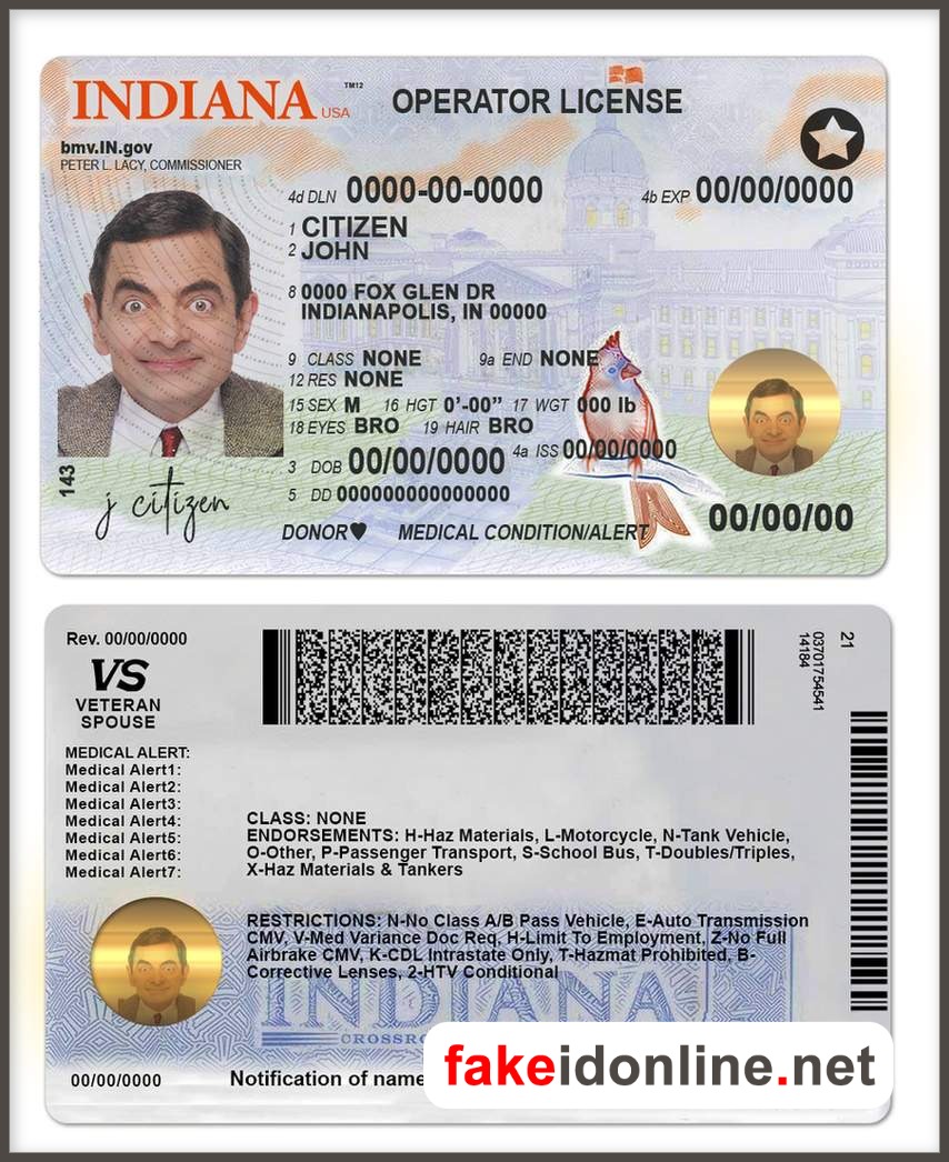 Illinois/Indiana Driver License New 1200dpi